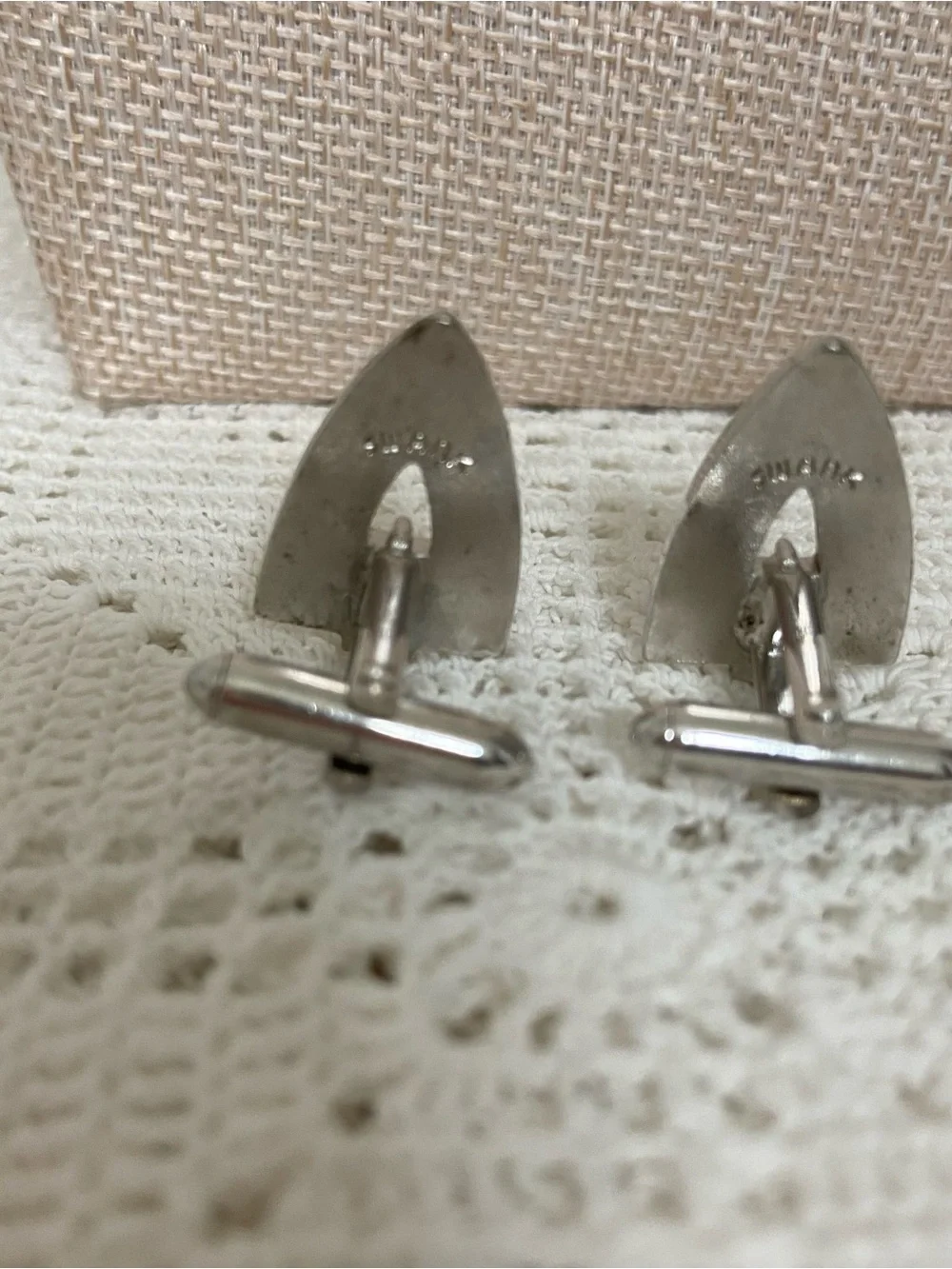 Vintage SWANK Cufflinks Silver Tone Atomic MCM 1950s 60s Modernist